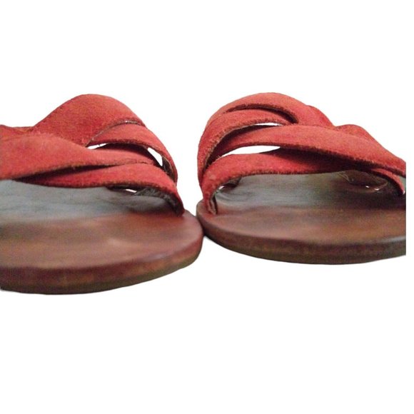 Frye Womens Carla Criss Cross Red Suede Leather Sandals Slides Flip Flops 6.5 M - Picture 6 of 12